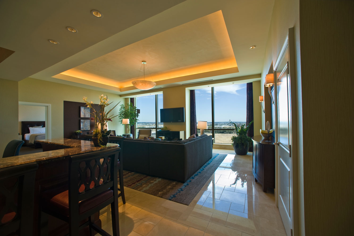 The spacious living area of our Tuscany Suite is ideal for guests seeking to entertain.
